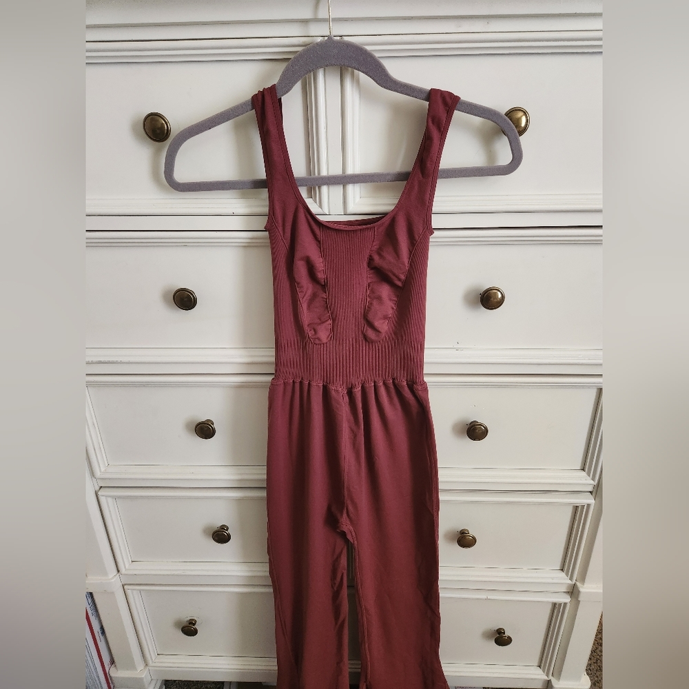 Free People Movement Good Karma Flare Onesie in Henna XS/S - Picture 6 of 8